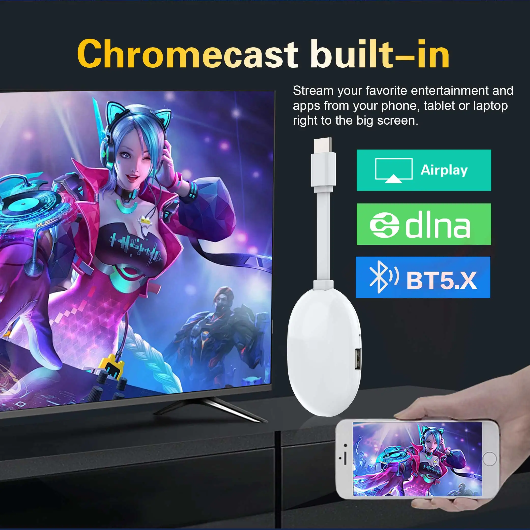 Android TV Stick Smart 4K Home theater Mortal Q2 ultra AllwinnerH313 Netflix YouTube Wifi6 Bluetooth Chromecast Voice Remote