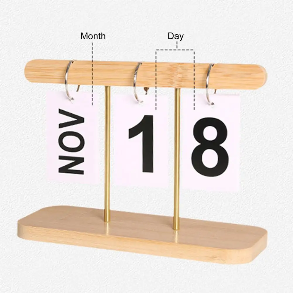 Desktop Calendar Reusable Wooden Flipping Calendar Decorative Number Display Delicate Calendar Office Decor For Home