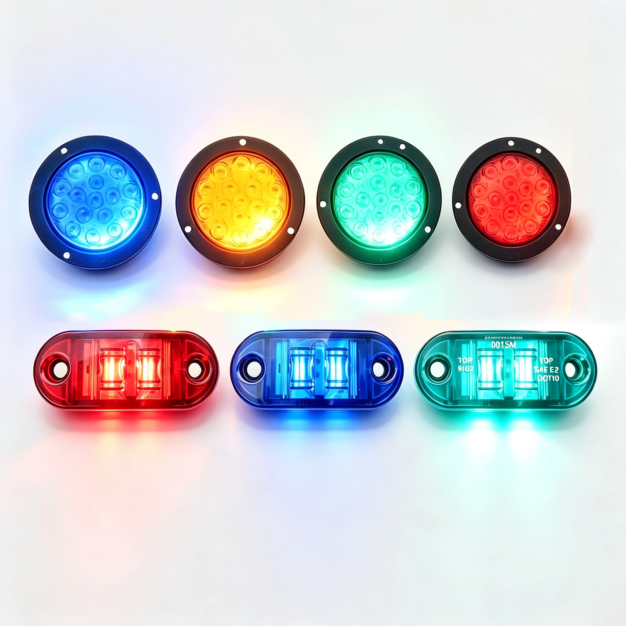 Red Yellow White 12V 24V Round Rear Tail Lights Turn Signal Brake Stop Reverse Lamp Car Truck Trailer Lorry