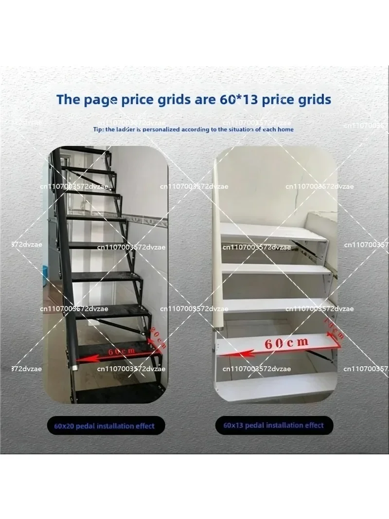 

Telescopic Side Wall Stairs - Folding Attic Ladder for Small Apartments Duplex Lofts Outdoor Building Wall-Mounted Space-Saving