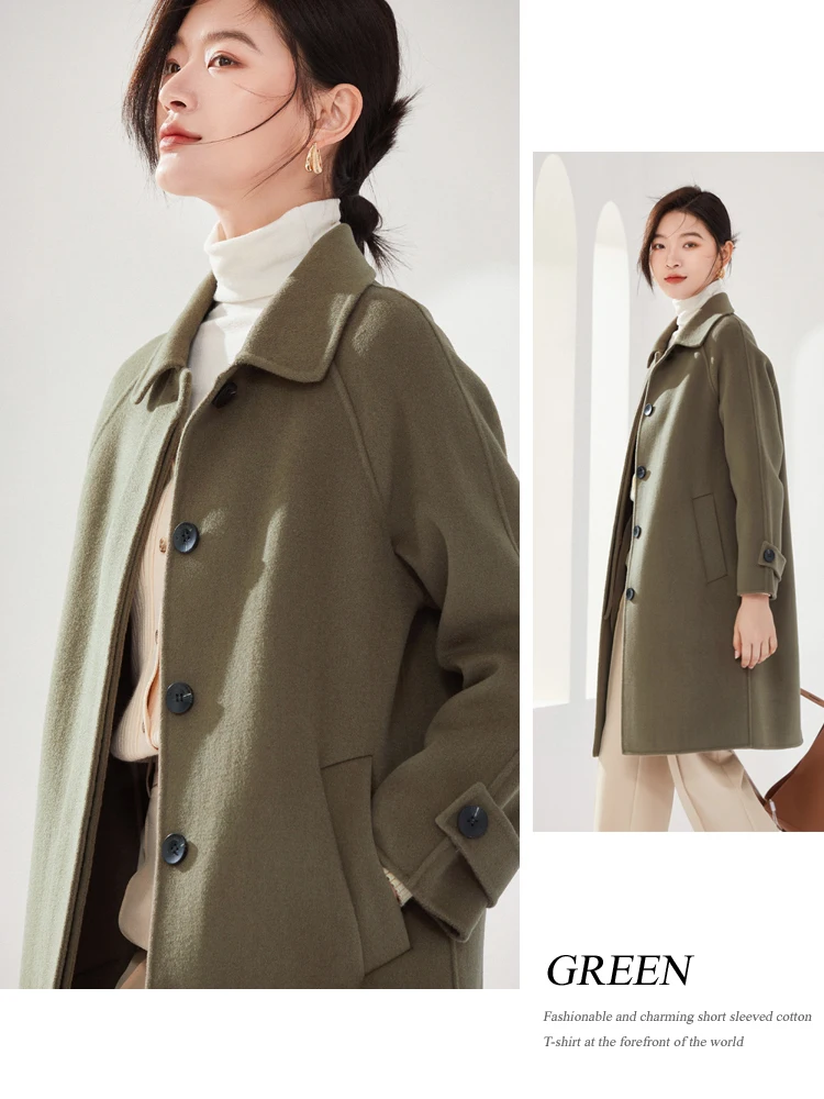 Women's 100% wool coat Premium commuter coat