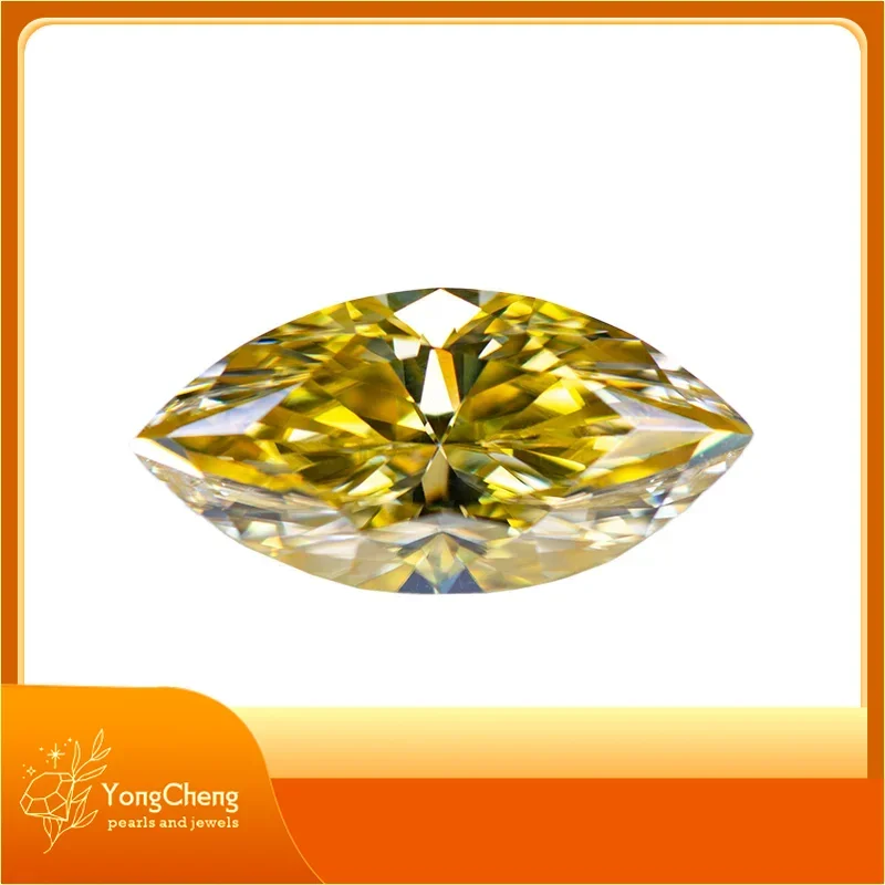 

Moissanite Stone Gemstone Marquise Cut Lemon Yellow Color Lab Grown Diamond Charms Woman Jewel Making With GRA Certificate