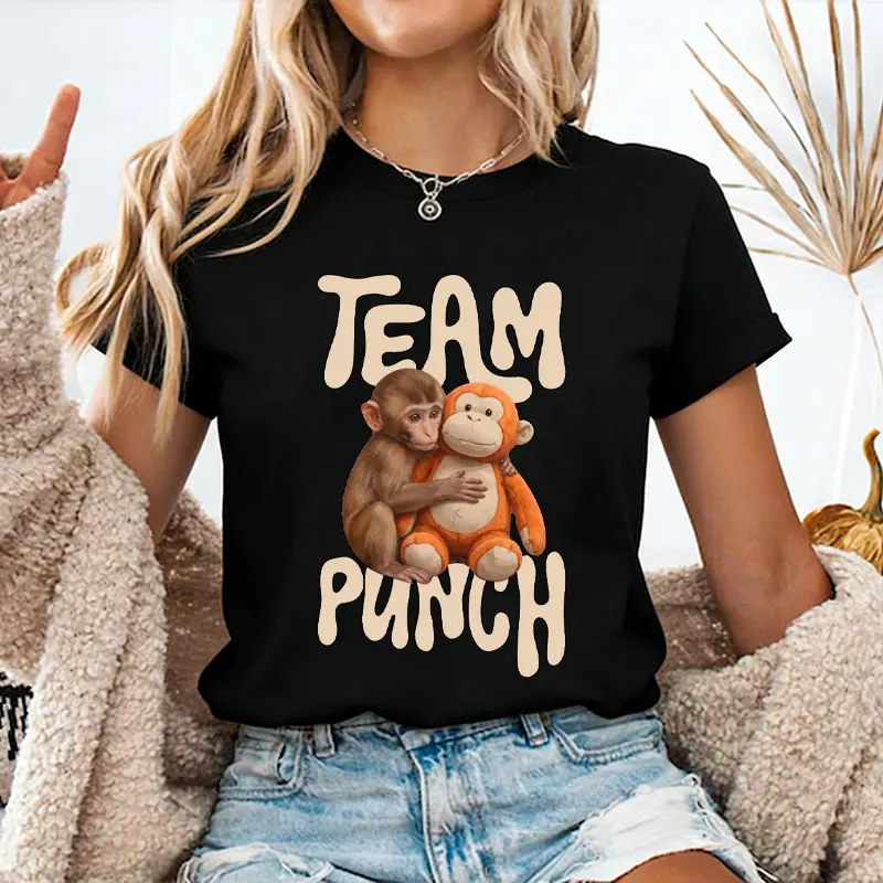 Vintage Little Punch Monkey T-Shirt, Est 2026 Retro Ape Shirt, Aesthetic Animal Lover Gift Cute Chimp Graphic Women's T-shirts