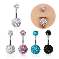 1pc Ferido Belly Button Rings Bling CZ Ball Belly Ring Navel Piercing Crystal Piercings 14G Fashion Body Jewelry for Women Girl
