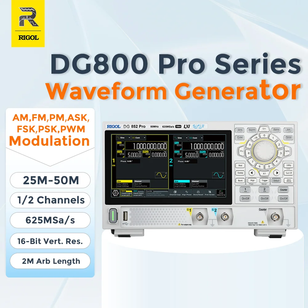 Gerador de forma de onda arbitrária com função RIGOL DG821 Pro/DG822 Pro/DG852 Pro, fonte de sinal 7 em 1 com pulso/ruído/generador harmônico