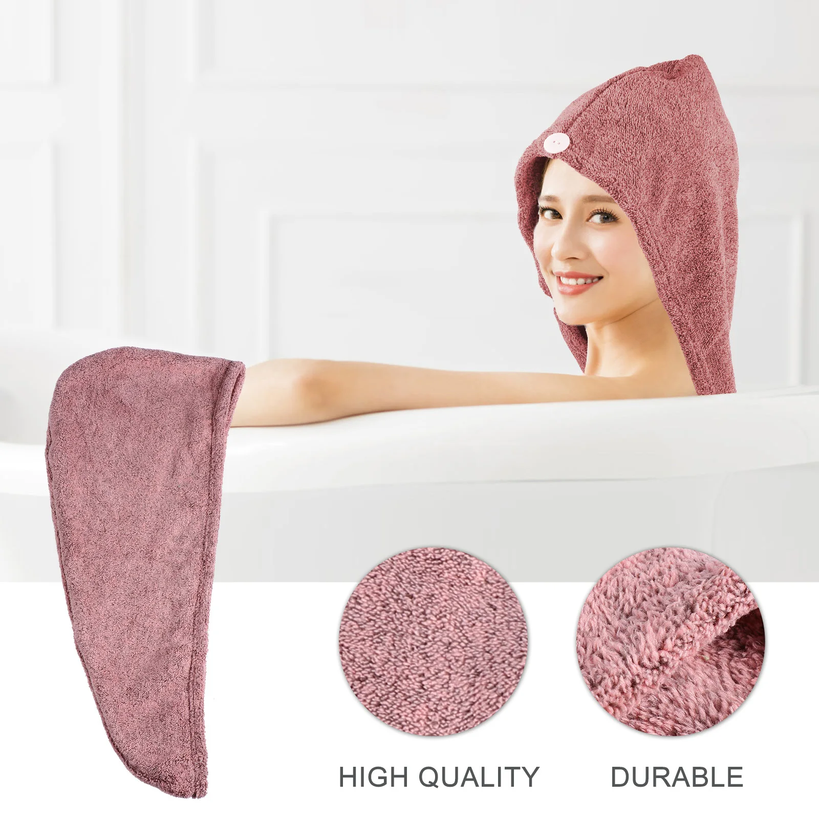 

2 шт., полотенце для сушки волос из кораллового флиса, дизайн на пуговицах, большой размер, впитывающее полотенце для волос, быстросохнущее, против вьющихся волос для женщин