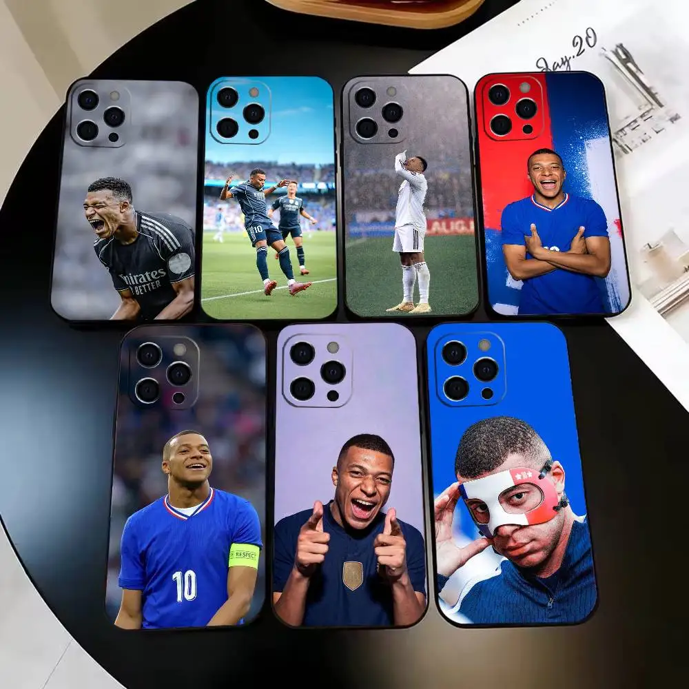 Чехол для телефона с изображением B-Mbappé в действии для iPhone Max, Plus, Air, X, XS, XR, SE, 17, 16, 15, 14, 13, 12, 11, Pro, черный силиконовый чехол (один)