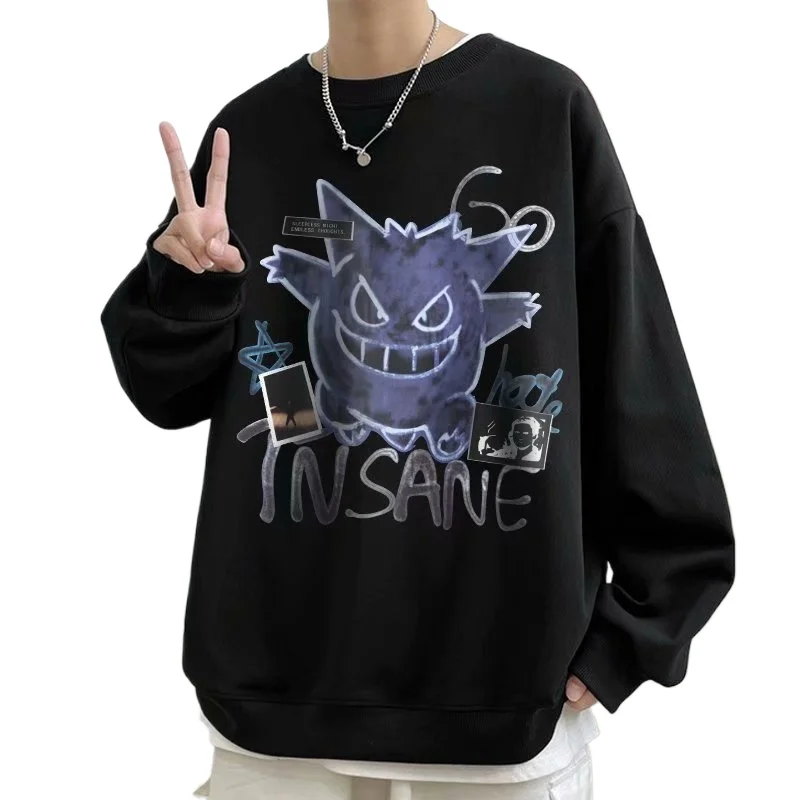 الرجال بلوزات طويلة الأكمام موضة الكرتون الشيطان الصغير طباعة البلوز المعتاد فضفاض طاقم الرقبة سترة الخريف حجم M-8XL #4