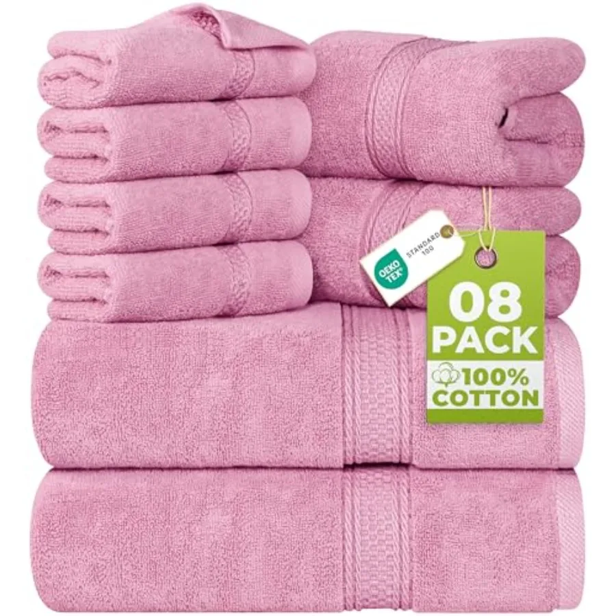 

Набор из 8 роскошных полотенец Majestic Plush: супервпитывающие и быстросохнущие, из толстого 100% хлопка Ring Spun, для ванной и спа-салона