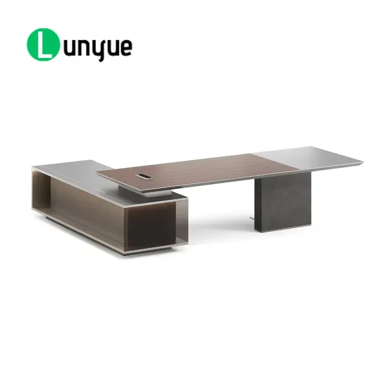 Modern L-Shaped Executive Office Desk Wooden Design CEO Manager Table for Home Business Workspace Durable Stylish Furniture
