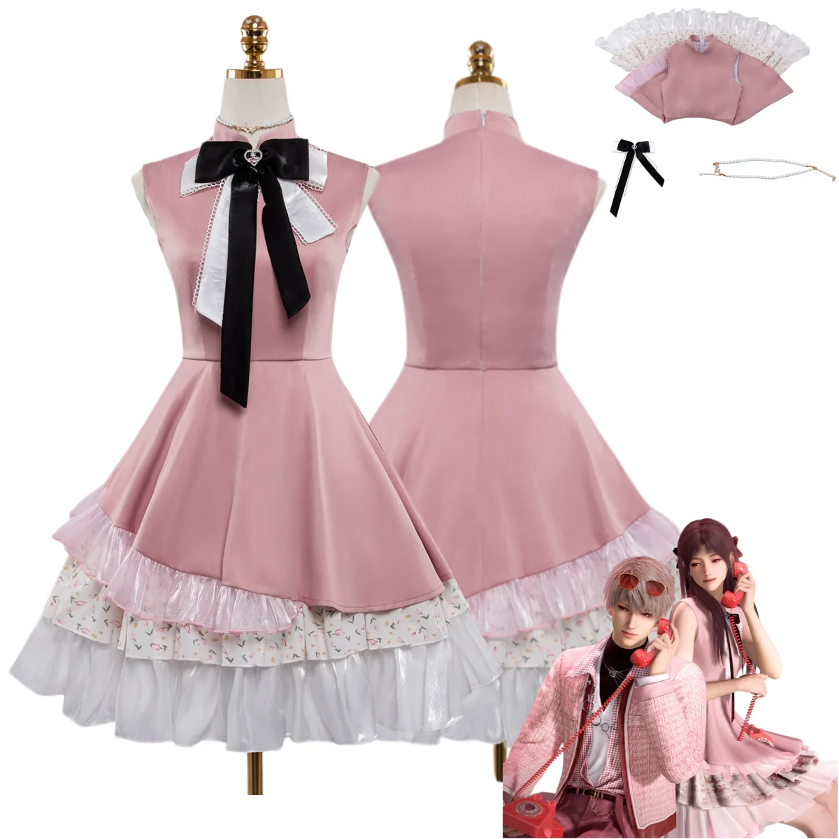 Disfraz de Cosplay del Anime Love and Deepspace Hunter Peach Prelude, Estilo Little Fragrance 520, Vestido Sexy para Mujer, Traje de Fiesta