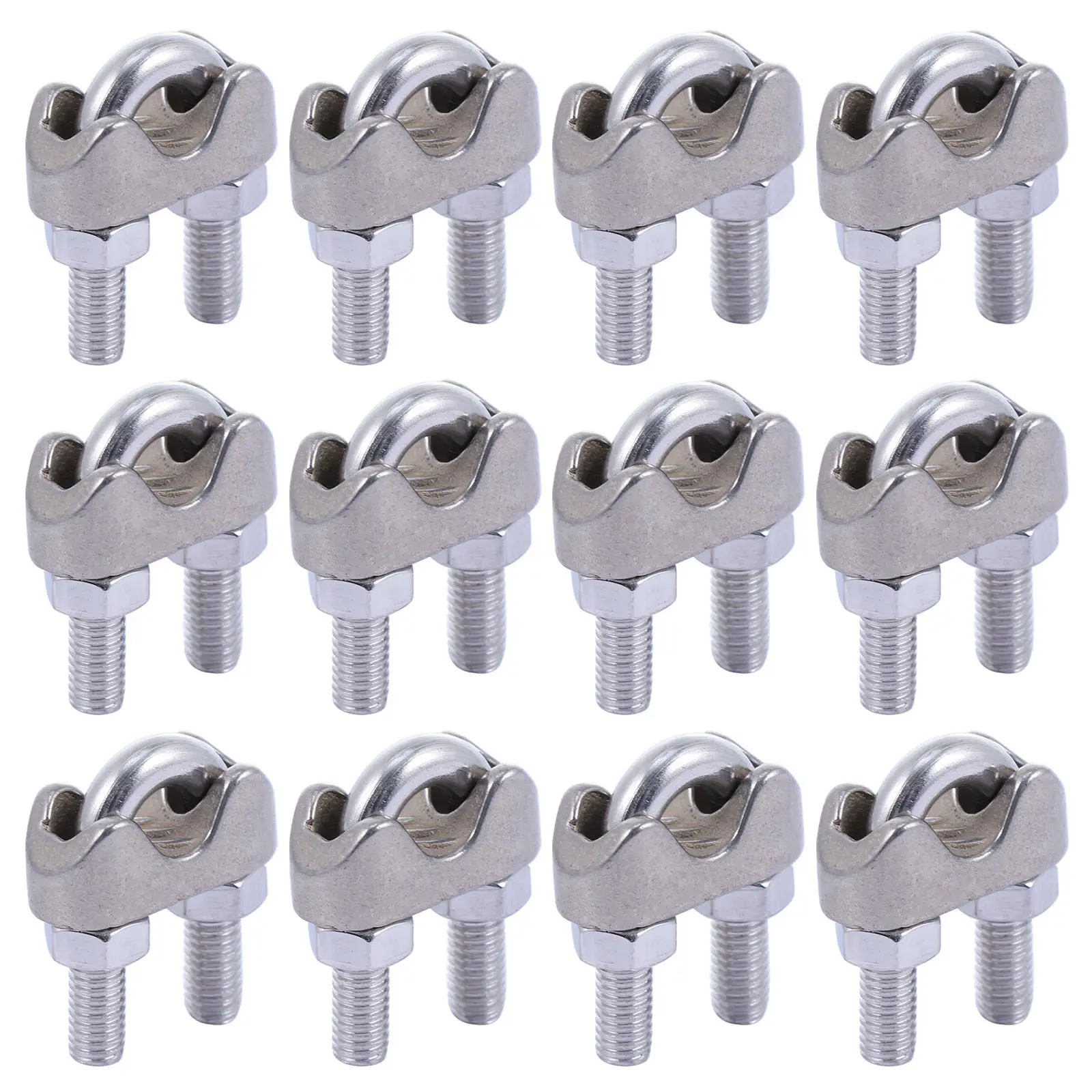 12Pcs Heavy Duty Stainless Wire Rope Clamps U Shape Cable Bolts for Securing Ropes Eye Loop Formation Rust Proof Hardware Clips