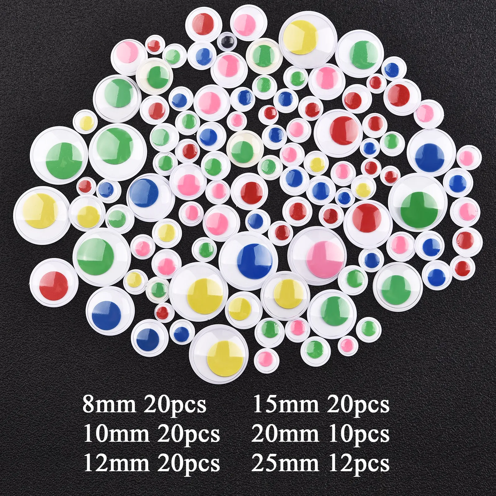 Multi-Size DIY Movable Eyes Simulation Animal Eyeball Black White Color Self-Adhesive Doll Eye Art Craft Toy Decor Eyes Supplies