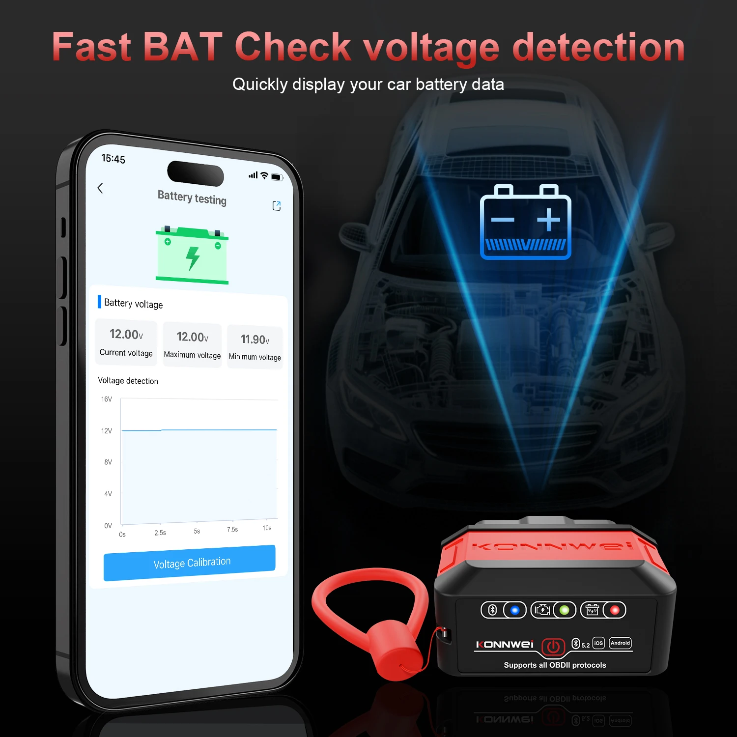 2026 KONNWEI KW906 OBD2 자동차 엔진 시스템 진단 도구 스캐너 블루투스5... - 4