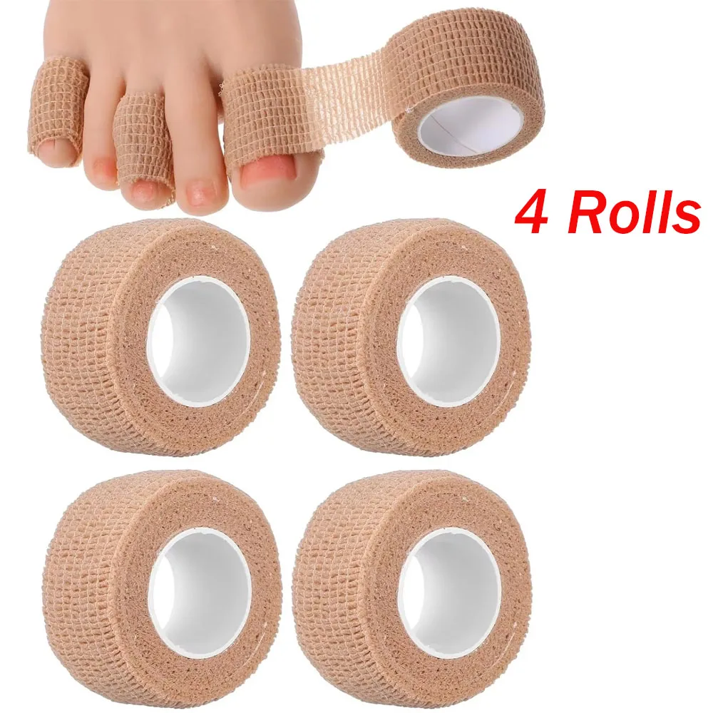 4 Rolls Broken Big Toe Little Toenail Protectors Women Men,Self Adhesive Toe Covers Guards Bandages for Thumb Finger Cushions
