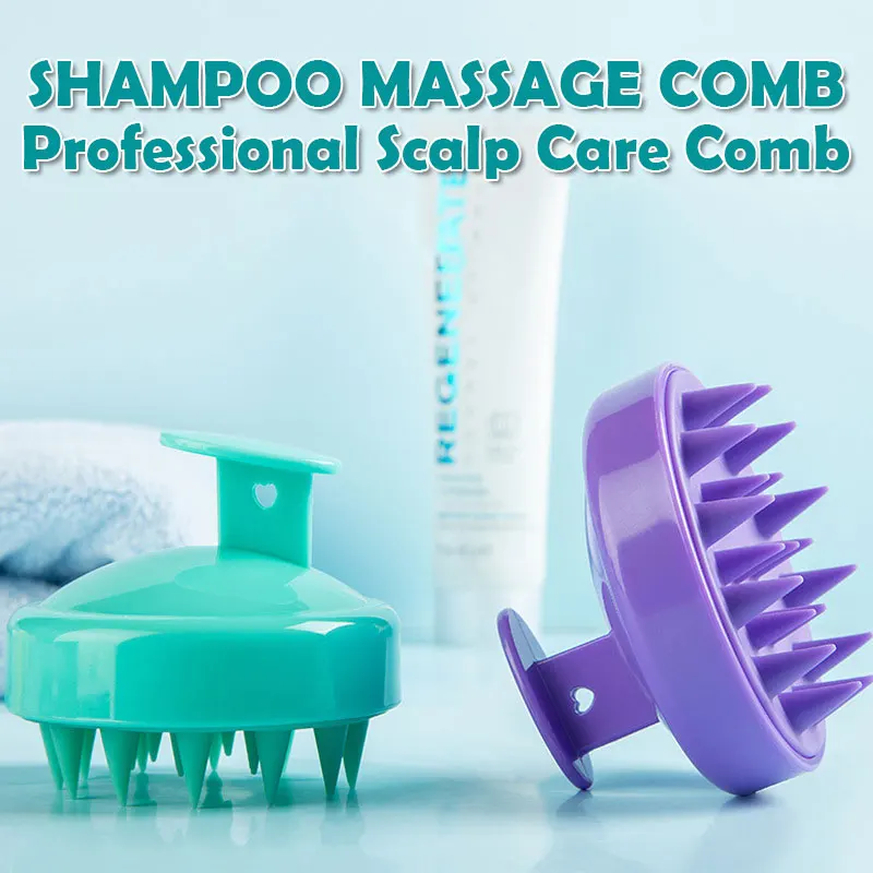 

Силиконовая расческа для массажа кожи головы — щетка для шампуня с мягкой полиэтиленовой щетиной для глубокого очищения, домашнего спа и ванны