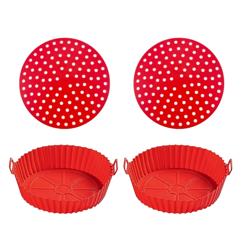 4 pçs fritadeiras ar forros silicone polegada reutilizáveis ​​fritadeiras ar cesta forros substituição transporte da