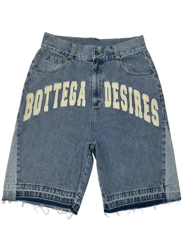Herrshorts med fempunktsmönster och lös passform i streetstyle, moderna retro-jeanshorts med bokstäver 10 best sales kromhjärtade jeans - №1
