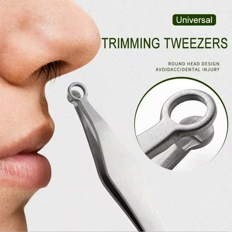 Universal Nose Hair Trimming Tweezers Stainless Steel Eyebrow Nose Hair Cut Manicure Facial Trimming Makeup Scissors Trimmer 1pc