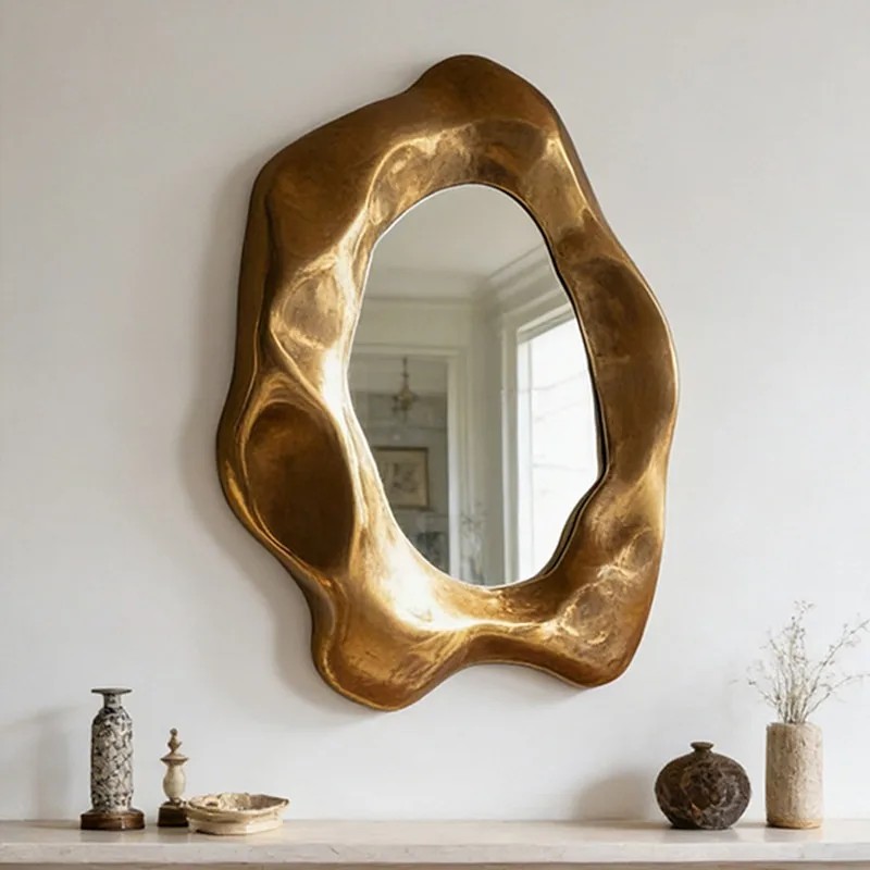 French makeup mirror retro irregular bathroom mirror premium living room decorative mirror special-shaped