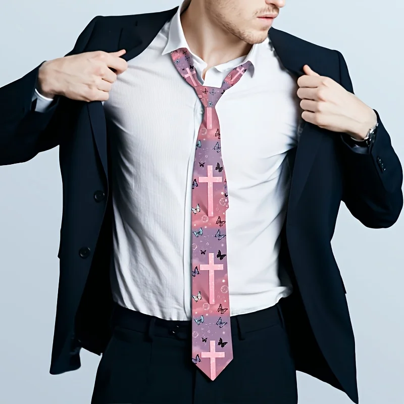 Christian-themed Pattern Printed Tie a Soft and Stylish Accessory for Weddings Dates Parties and Casual Wear