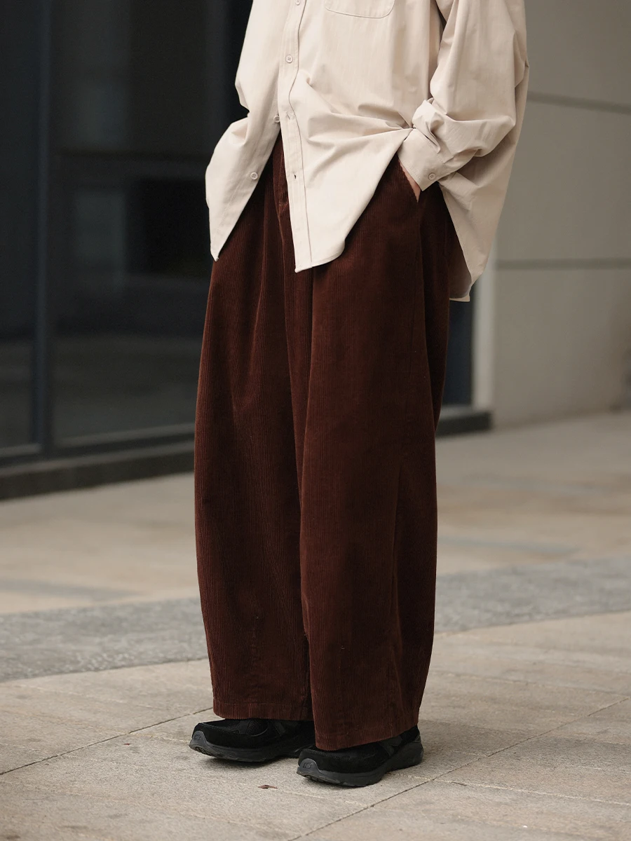 

NOEARS Осенне-зимние винтажные вельветовые брюки с широкими штанинами, свободные повседневные рабочие брюки коричневого/кофейного цвета в японском стиле