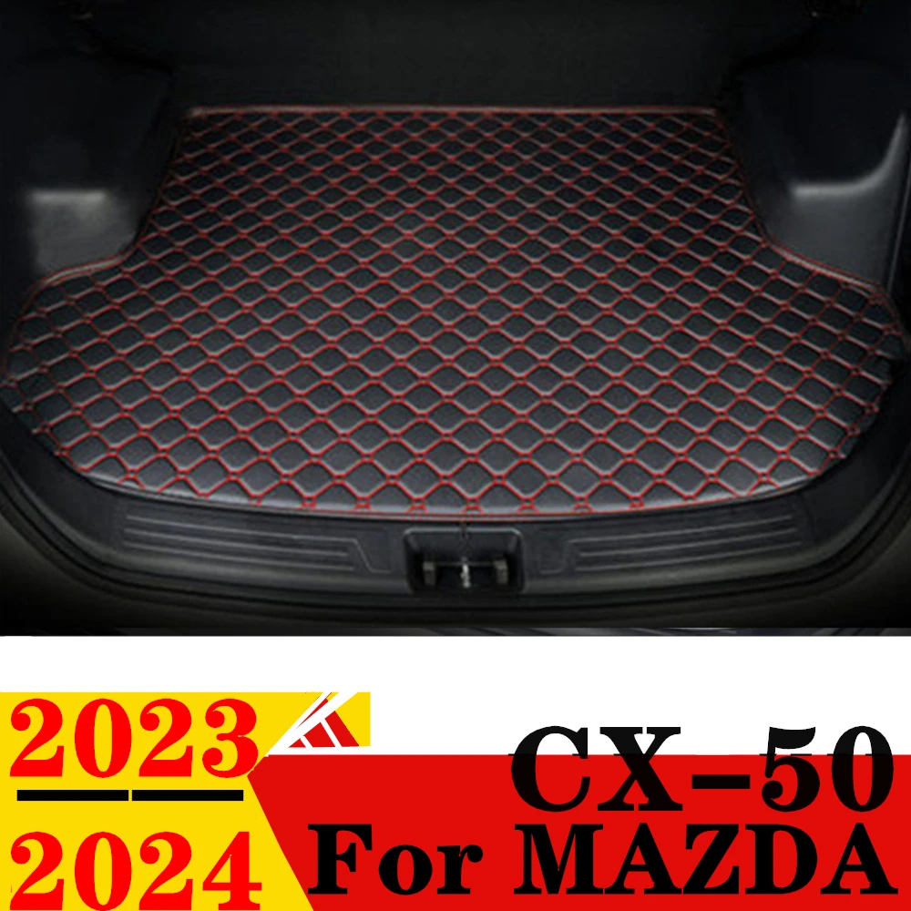 Car Trunk Mat For Mazda CX-50 CX50 2024 2023 Flat Side Rear Cargo Protect Carpet Liner Cover Tail Boot Tray Pad Vehicles Parts