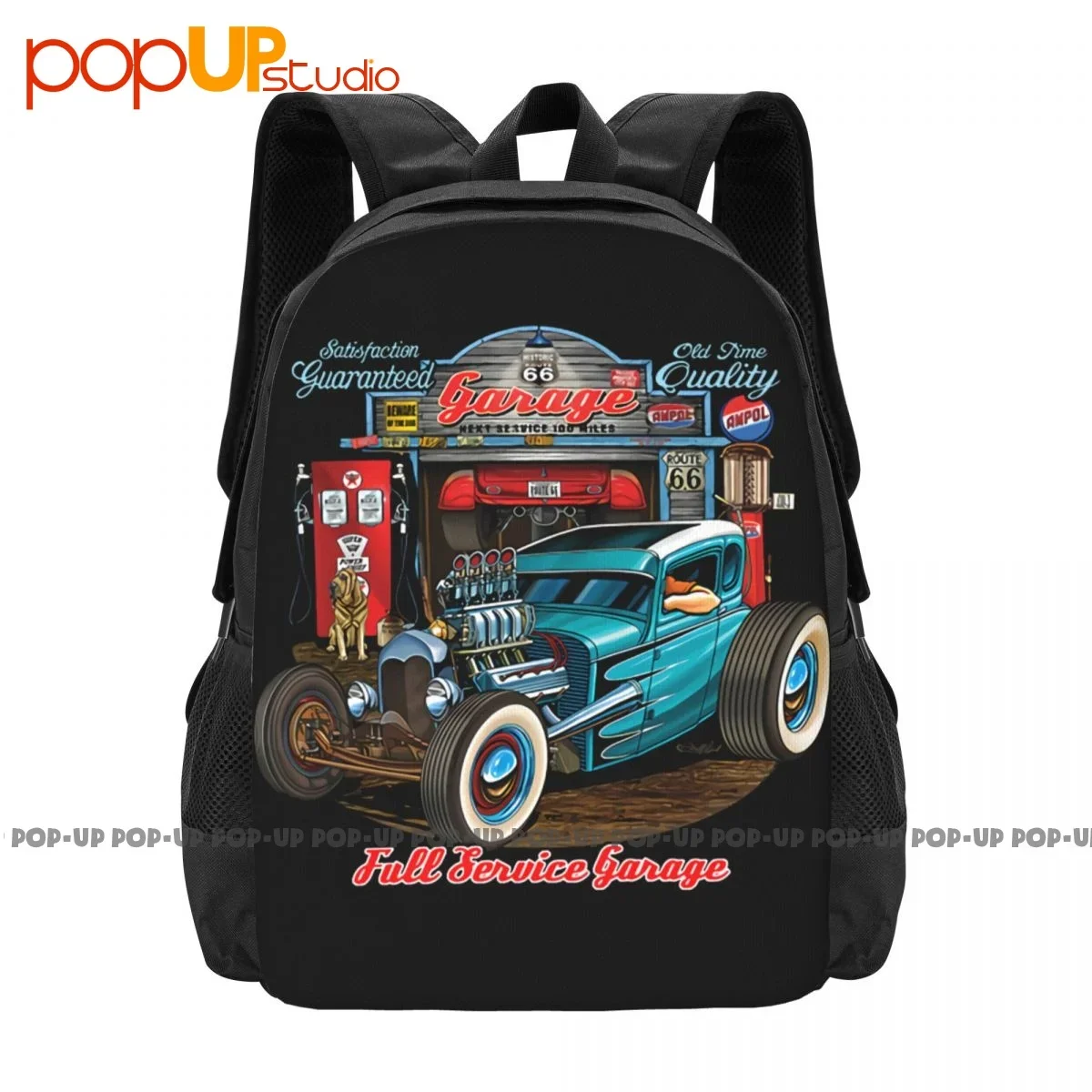 

Hot Rod Garage Historic Route 66 Old School Drag Ra.Cing Backpack Large Capacity Gym Large Capacity