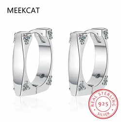 925 Sterling Silver Fashion Geometry Ear Buckles Cubic Zirconia Square Hoop Earring for Women Birthday Gift Fine Jewelry BSE963