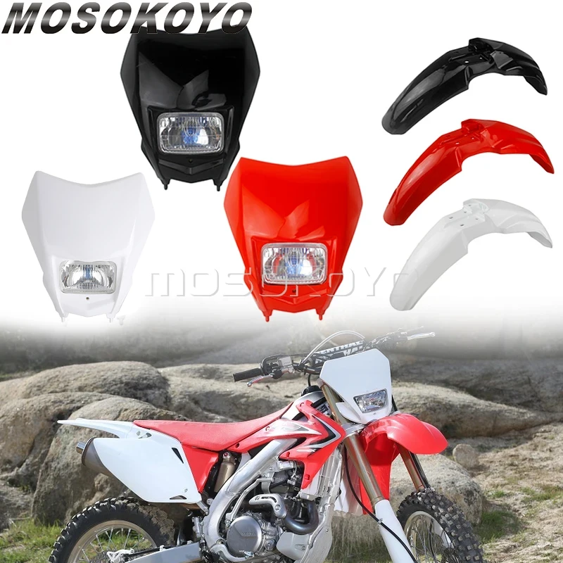 Motocross Headlight Racing Dirt Bike Light Front Fender Mudguard For Honda CRF 230F 150F 250R 450R 450L Yamaha Kawasaki Suzuki