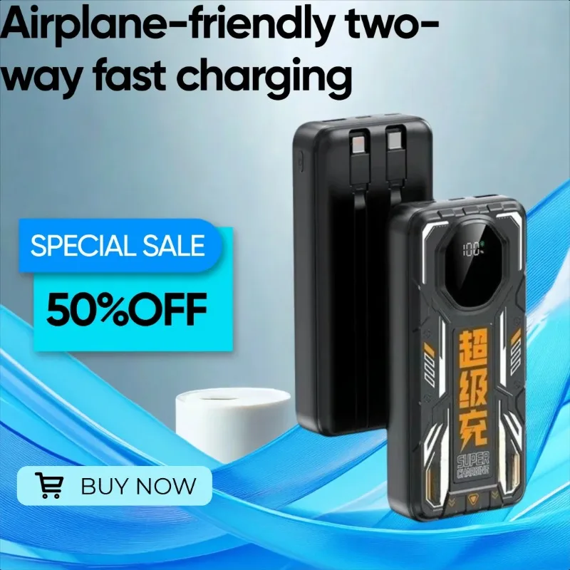 

20000/30000/50000mAh Power Bank with 3C Certification 22.5W Super Fast Charging and Built - in Cable Mobile Power Supply