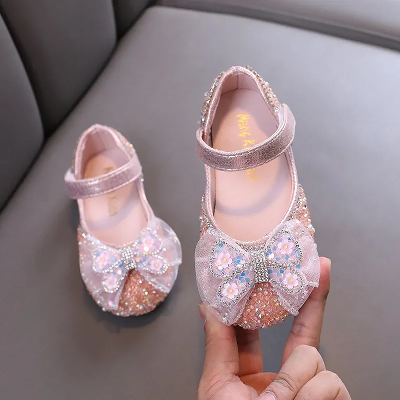 Sweet Girls Princess Leather Shoes Shallow Kids Party Shoes Fashion Versatile Children Causal Flat Shoes for School Performance