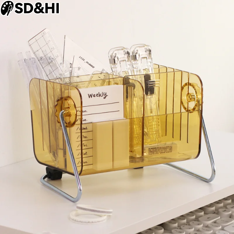

Adjustable Space Acrylic Storage Box Desk Organizer 6 Grid Remote Control Bracket Multifunction Transparent