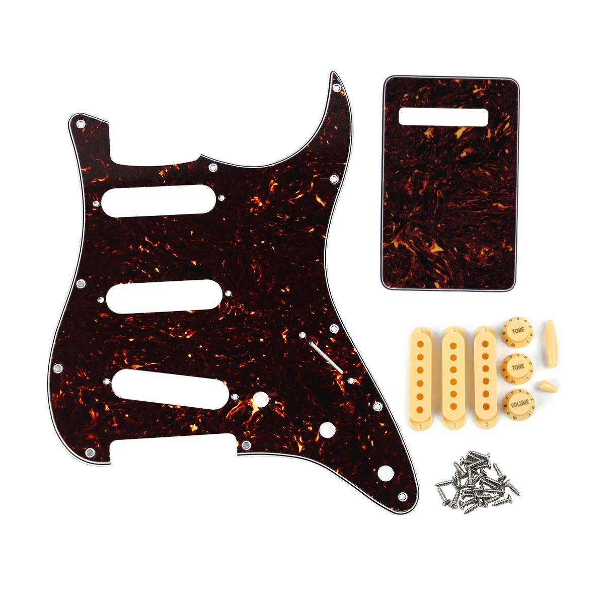 Conjunto de captador de guitarra marrom tartaruga st 11 buracos ss placa traseira captador de guitarra botões interruptor whammy barra ponta peças de guitarra