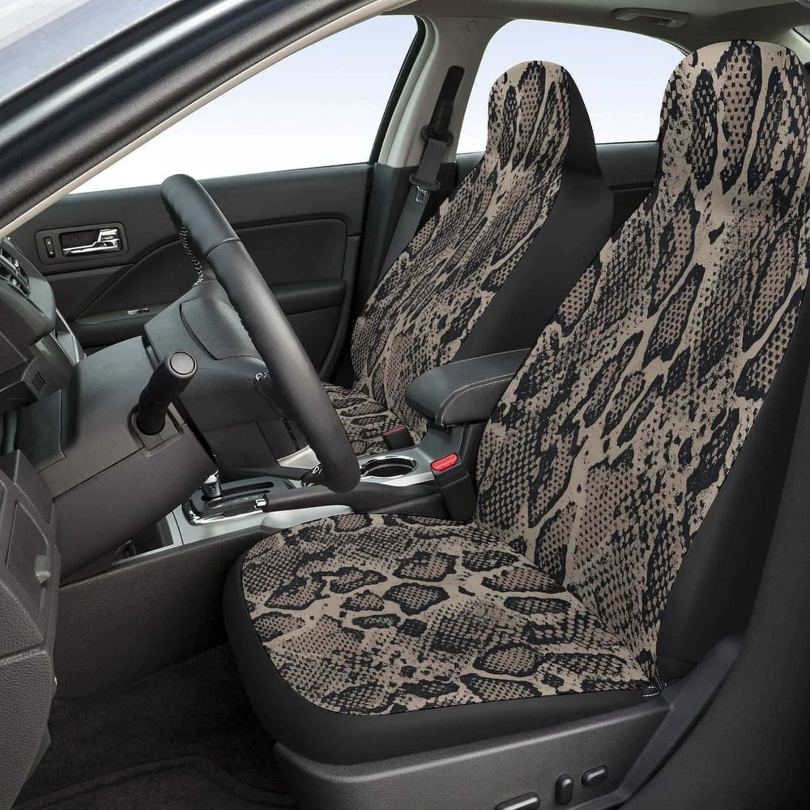 Snake Pattern Car Seat Cover Set | Stylish High-Quality Polyester Seat Protectors, Universal Fit For Most Cars, Includes 2 Front