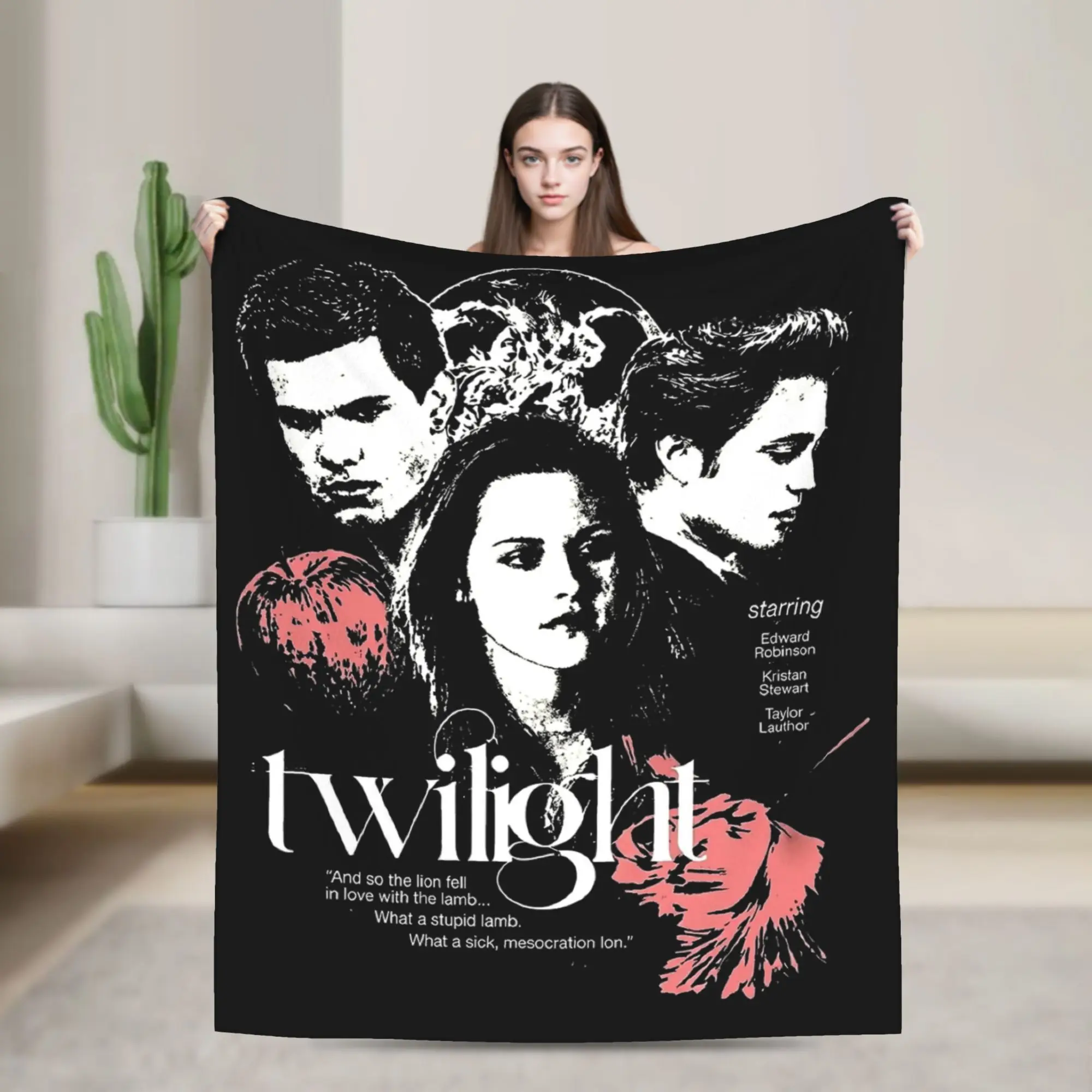 Team Edward Twilight Blanket Fleece Spring Autumn  Portable Lightweight Thin Throw Blanket for Bedding Travel Quilt