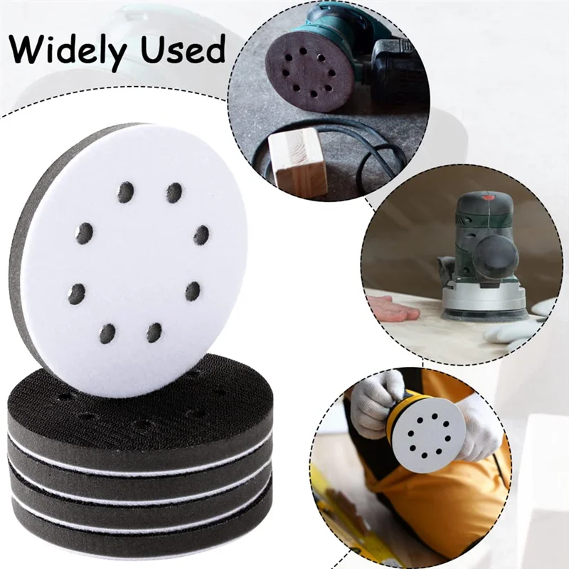 10 Pack Soft Density Interface Pads 5 Inch 8 Holes Hook and Loop Sponge Cushion Buffer Backing Pad Foam Interface Pads