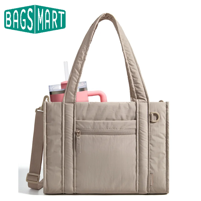 

BAGSMART женская большая сумка для путешествий, работы, колледжа, большая вместительная повседневная сумка через плечо для поездок на работу, легкая сумка на молнии