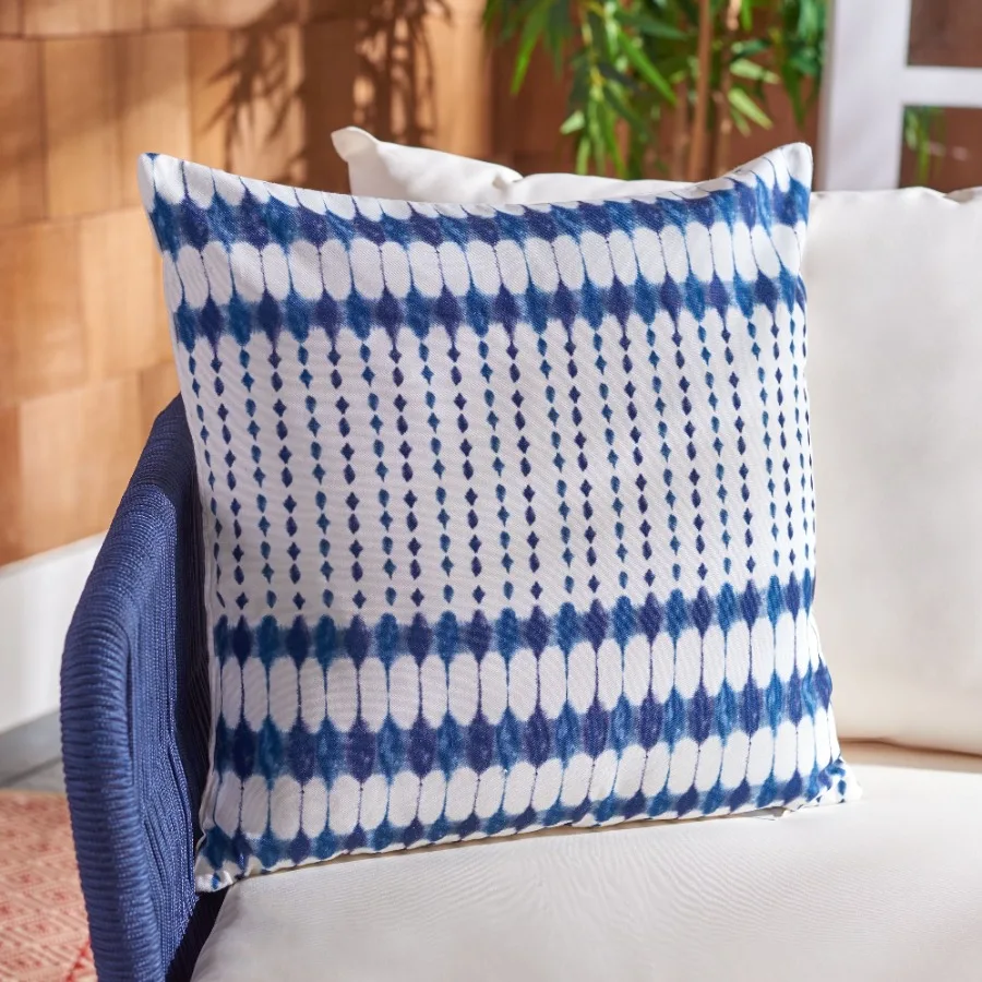 

Indoor/Outdoor Abstract Pillow, 18" x 18", Navy/White