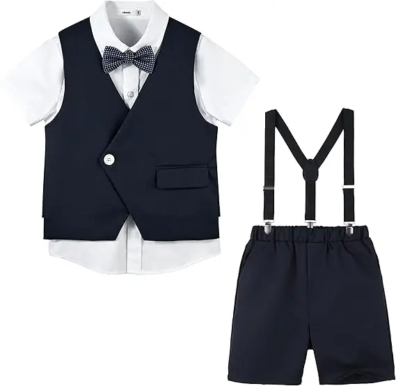 

Boys' Stylish Suit Vest Set Children's First Birthday Flower Boy Formal Wear Kids Graduation Party Piano Performance Costume