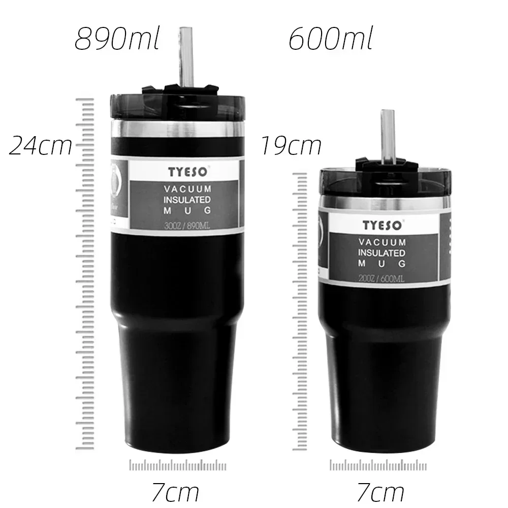 TYESO Thermal Cup thermos water bottle for Coffee Mug Stainless Steel Vacuum Flask Tumbler with Straw Travel insulated Drinkware