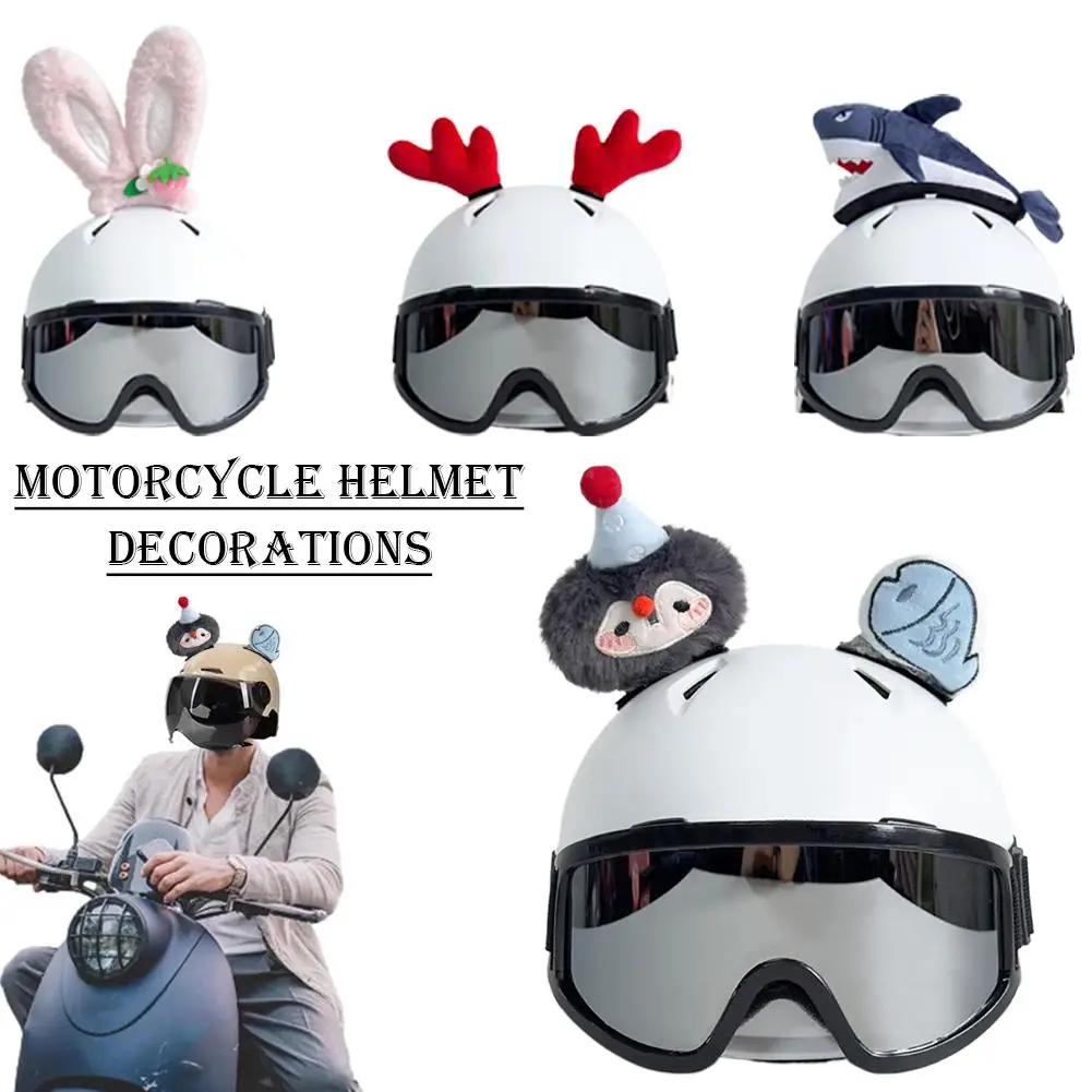 

Cute Plush Motorcycle Helmet Decorations Cartoon Fish Ear Shaped Helmet Accessories For Motorcyclists Riders Helmet Ornamen F6Z7