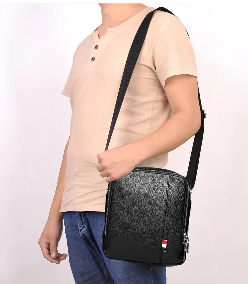 Men's single-shoulder bag with fashionable phone storage, double zipper and large capacity, men's crossbody bag
