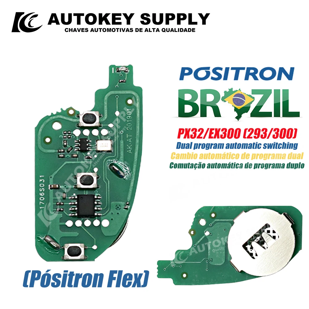 AutokeySupply AKBPCP095 Brasile Positron Flex Sistema di allarme chiave per auto a distanza Doppio programma PX32 EX300 293 330 360 Per Citroen