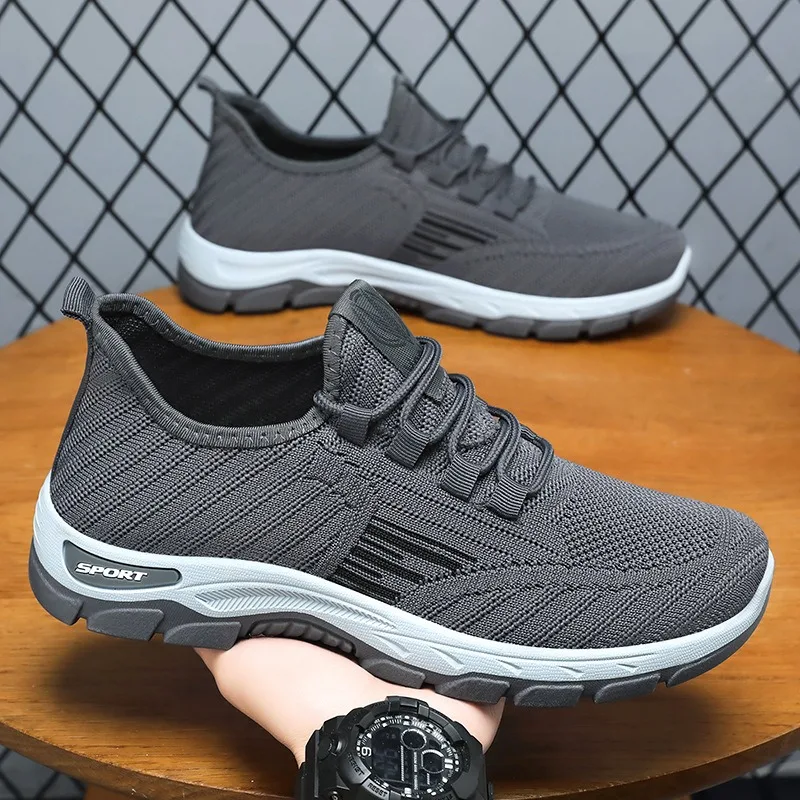 Men's Breathable Mesh Canvas Shoes Couple's Sport Running Shoes Fashion Men Sneakers Lace Up Tennis Training Shoes for Men Women