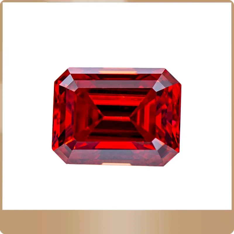 

Moissanite Gemstone Garnet Colored Emerald Cut Lab Grown Diamond Charms Diy Jewelry Rings Earrings Making with GRA Certificate