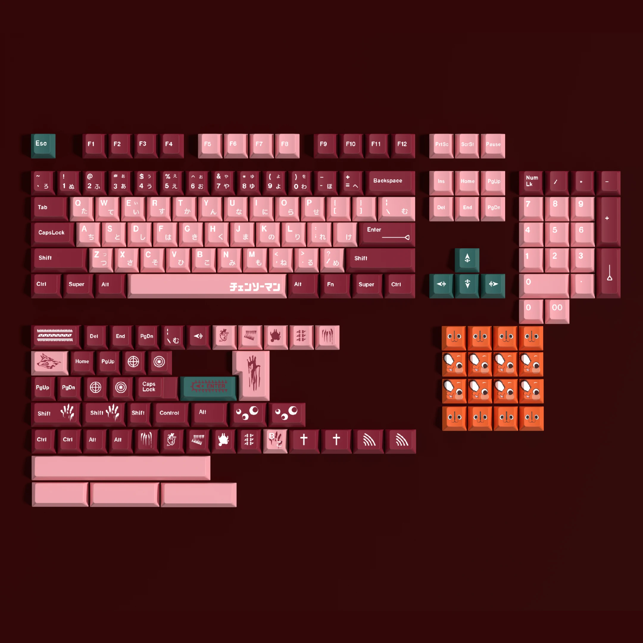 SOULCAT Chainsaw Man PBT Five-sided Dye-sub Mechanical Keyboard Keycaps Cherry Profile 170 Keys Anime Keycaps