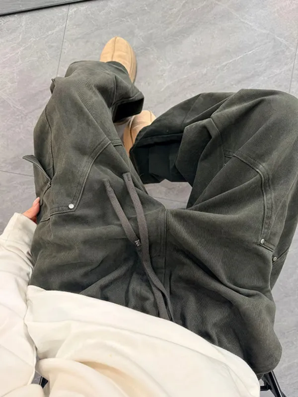 

Military een Waed Men's Cargo Pants Spring Multi-ket Wide Leg Casual Trousers American High Street Sle Straight Cut