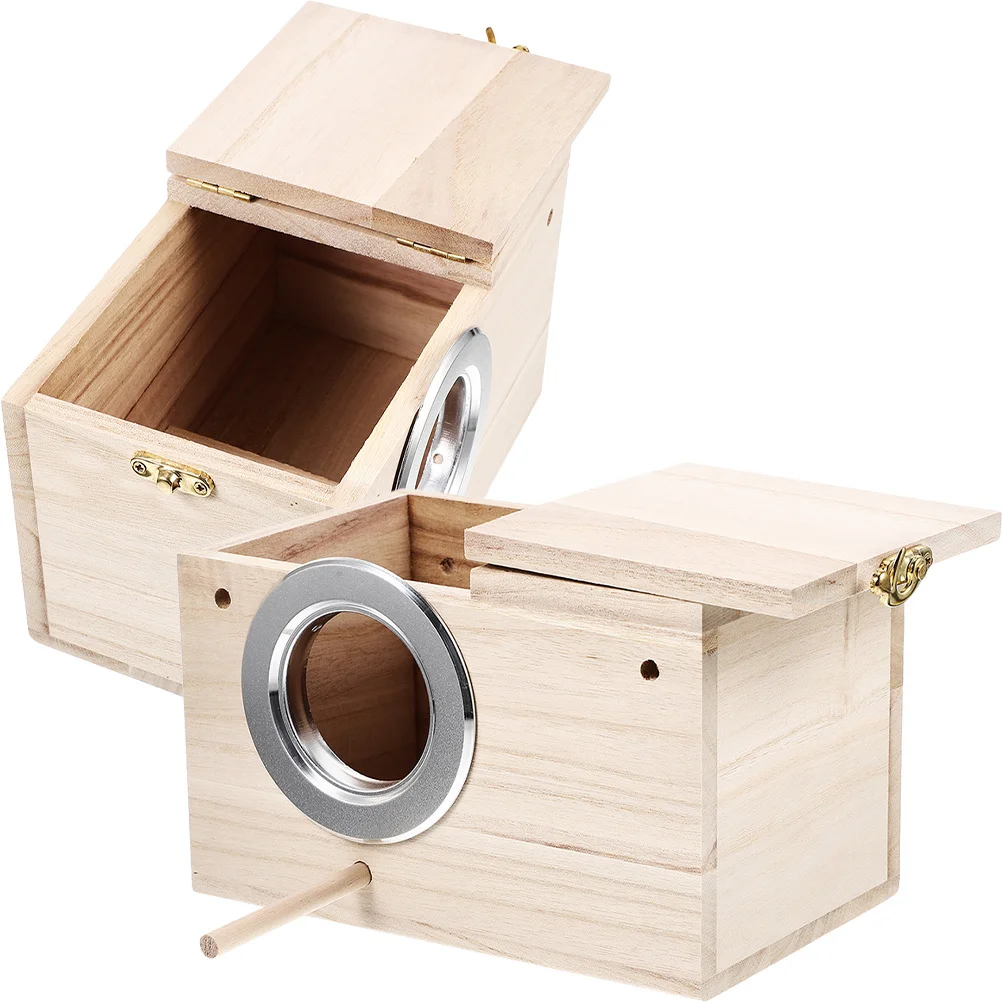 

2pcs Wooden Nest Natural Nesting Box Small Birds, Hanging Bird House For Garden Patio Courtyard, Pet Supplies, Bird Home Decor,