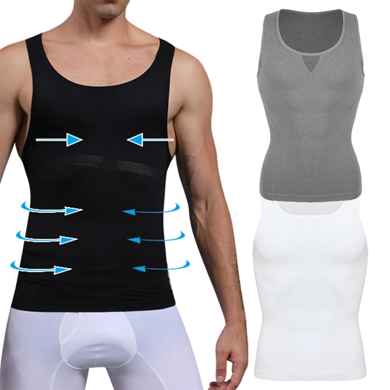 

Mens Slimming Shirt Body Shaper Vest Workout Tank Tops Abs Abdomen Undershirts Tank Top Shapewear Compression Shirt